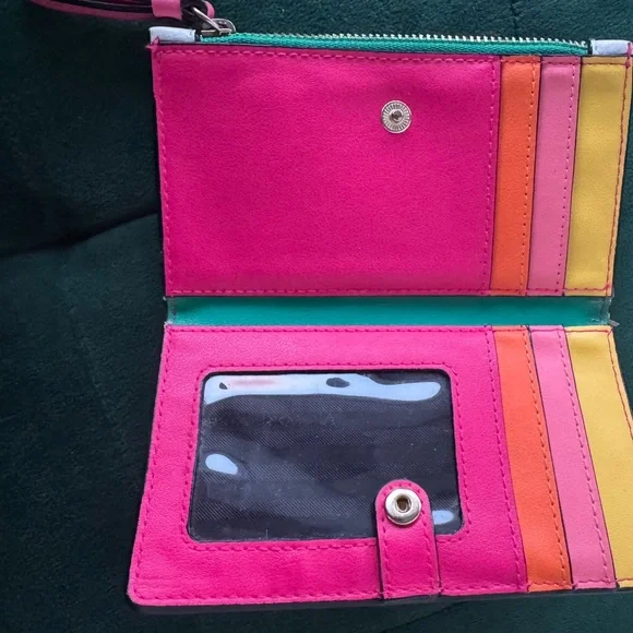 Victoria's Secret White Wallet with Green and Pink Accents - Picture 2 of 2